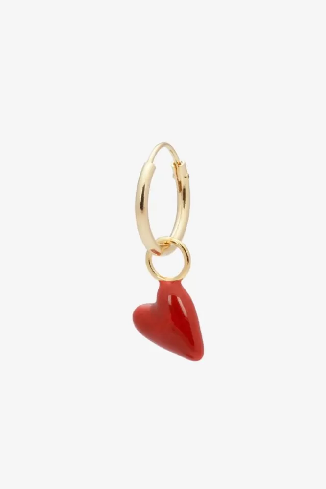 Dames Anna Nina Sieraden-Anna+Nina Gold Plated Single Heart Beat Oorbel