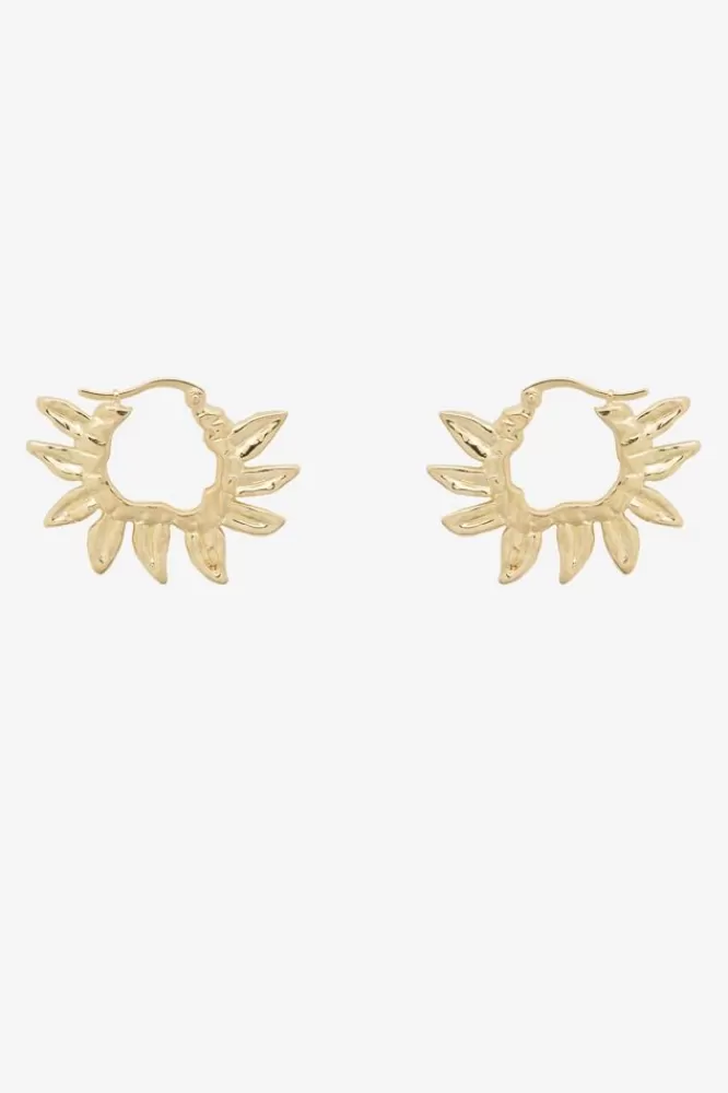 Dames Anna Nina Sieraden-Anna+Nina Gold Plated Sunflower Petals Hoop Oorringen