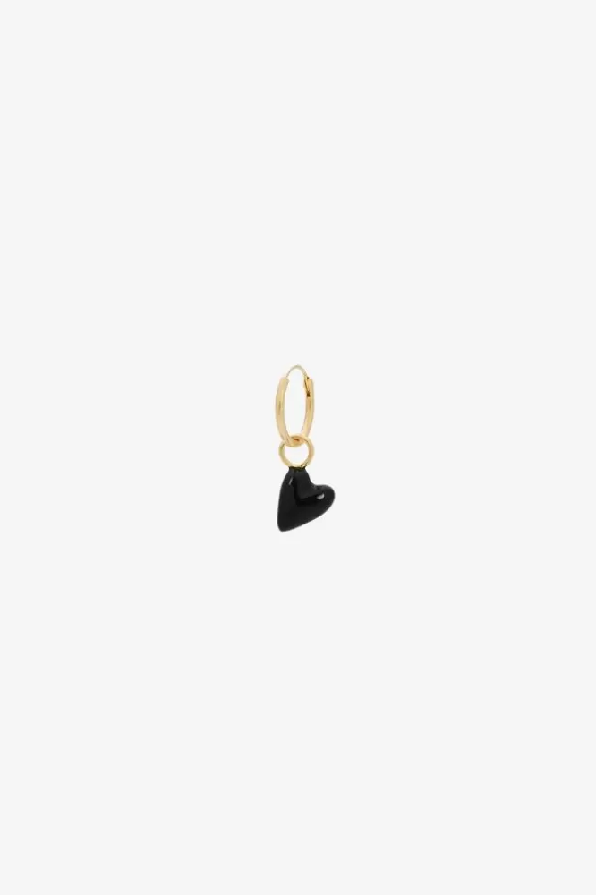 Dames Anna Nina Sieraden-Anna+Nina Single La Muerta Heart Ring Earring Goldplated