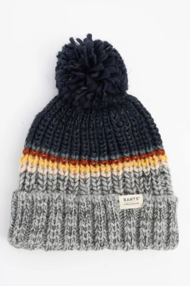 Kids Barts Accessoires- Multicolour Gestreepte Beanie Met Pompom