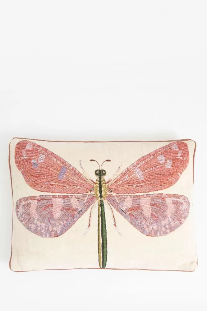 * Kussens-Beige Jacquard Kussen Dragonfly