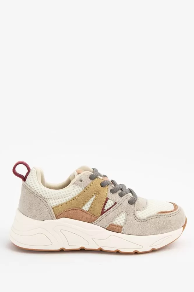 Kids * Schoenen-Beige Sneakers Met Gele Details