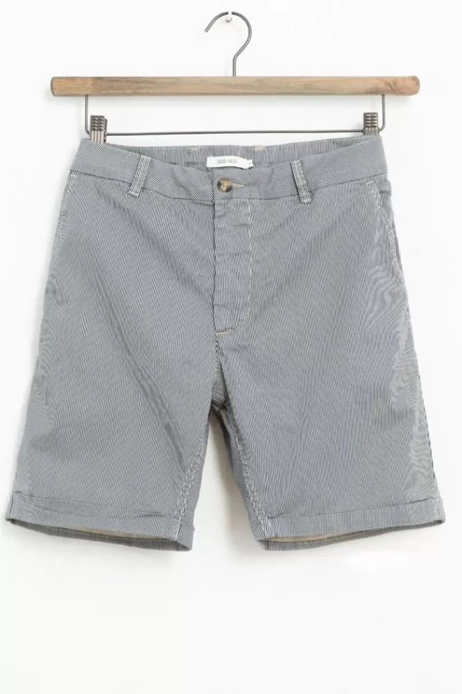 Heren * Broeken-Blauw Wit Gestreepte Chino Shorts