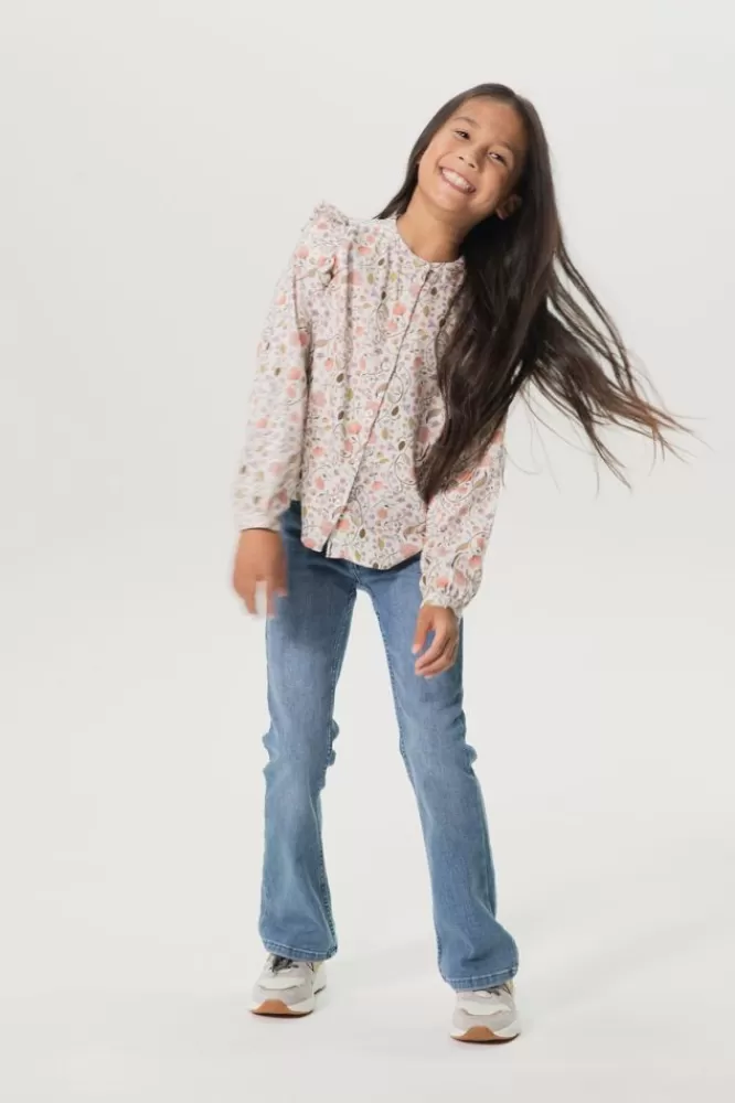 Kids * Blouses-Blouse Met Bloemenprint En Ruffles