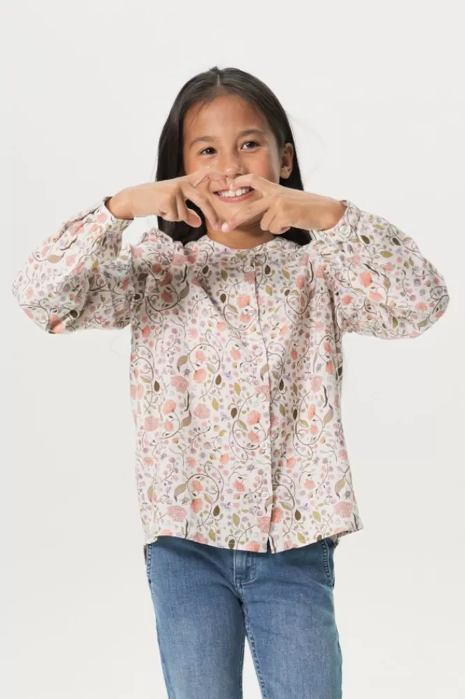 Kids * Blouses-Blouse Met Bloemenprint En Ruffles