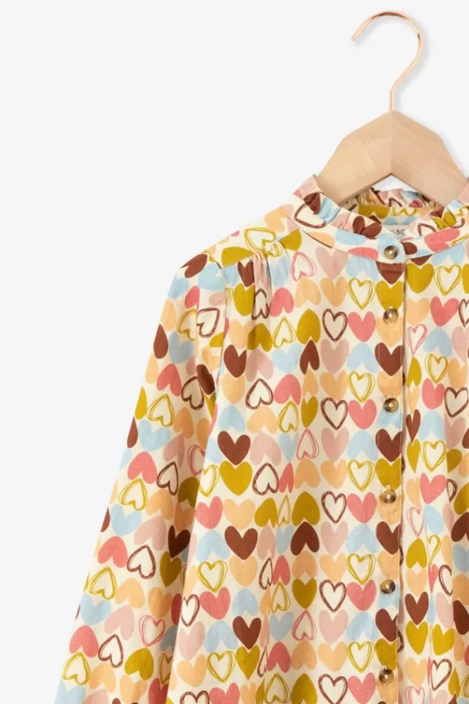 Kids * Blouses-Blouse Met Multicolour Hartjesprint En Ruffle Details