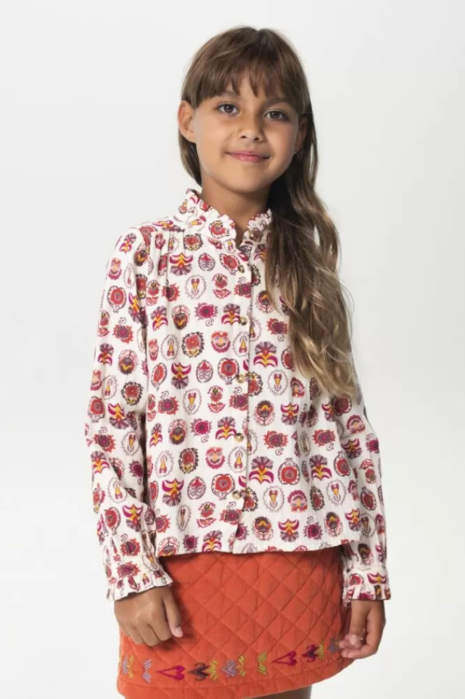 Kids * Blouses-Blouse Met Print En Ruffles