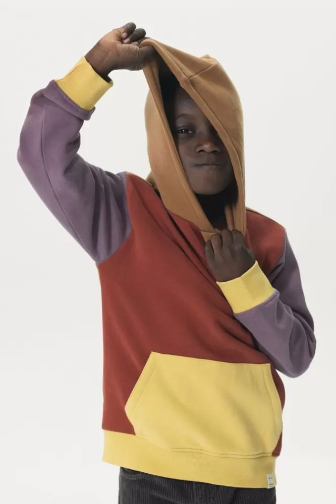 Kids * Truien En Vesten-Bordeauxrode Colourblock Oversized Hoodie