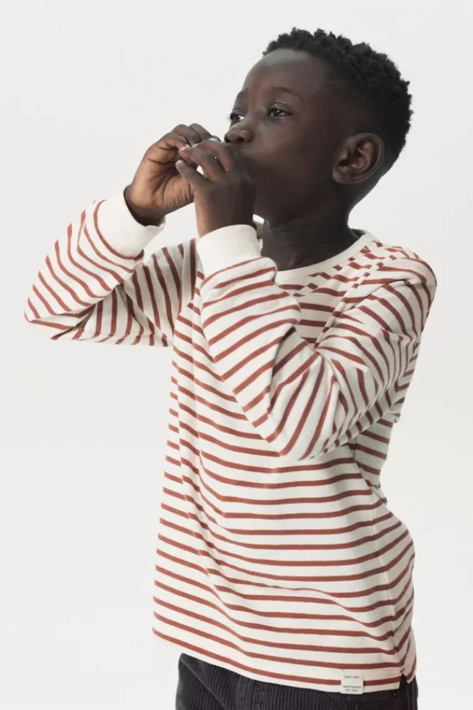 Kids * T-Shirts En Polo's-Bordeauxrood Getreept Longsleeve T-Shirt