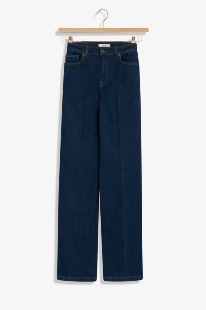 Dames Jeans-BrallyBrightBlueHighWaistWideLegJeans