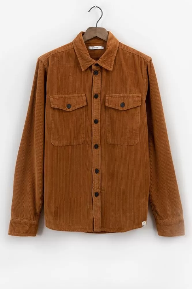 Heren * Overhemden-Bruin Corduroy Overshirt