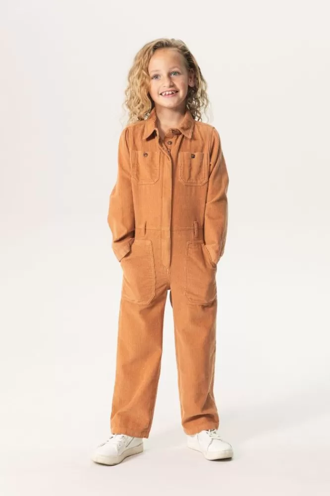 Kids * Jumpsuits-Bruine Katoenen Corduroy Jumpsuit