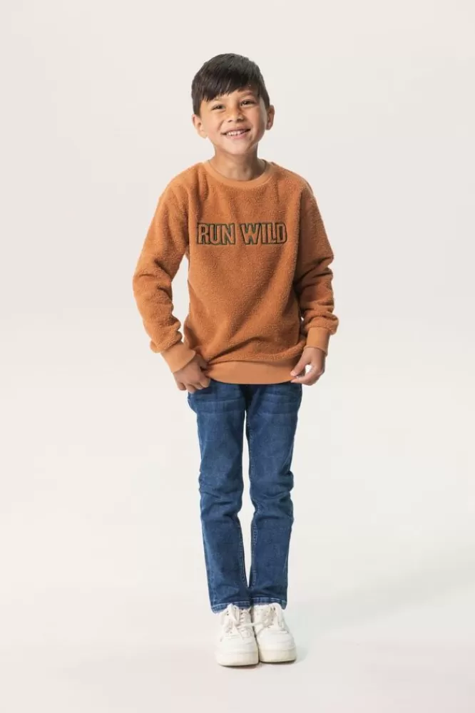 Kids * Truien En Vesten-Bruine Teddy Sweater Met Embroidery