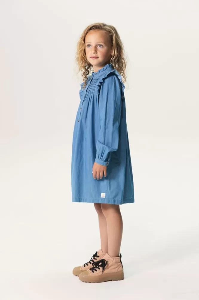 Kids * Jurken-Denim Jurk Met Ruffle Details En Pintucks