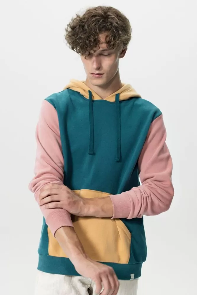 Heren * Truien En Vesten-Donker E Colourblock Hoodie