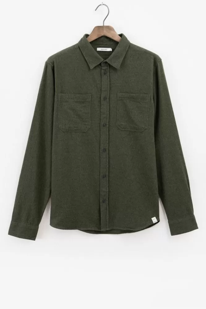 Heren * Overhemden-Donker Flanellen Overshirt