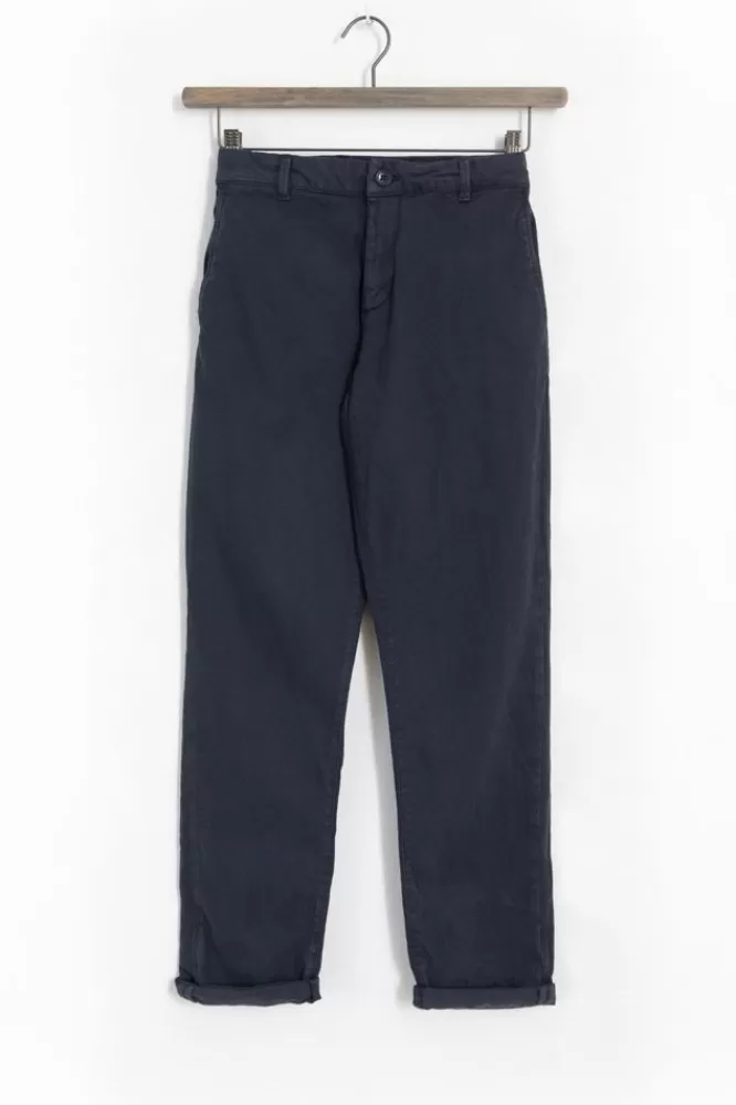 Heren * Broeken-Donkerblauwe Canvas Chino