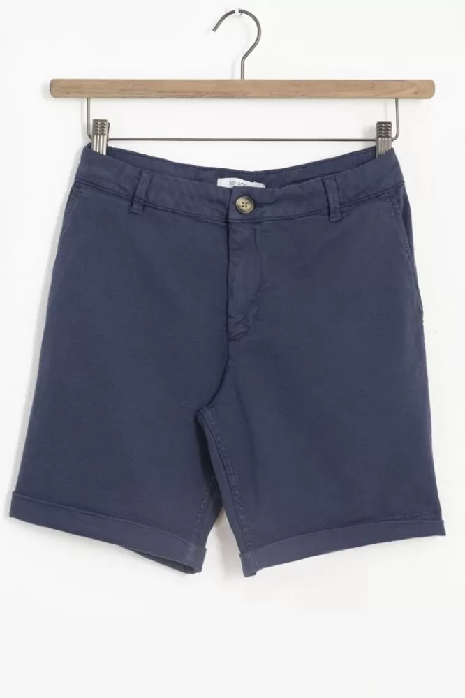 Heren * Broeken-Donkerblauwe Canvas Shorts