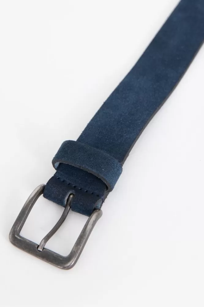 Heren * Riemen-Donkerblauwe Suede Riem