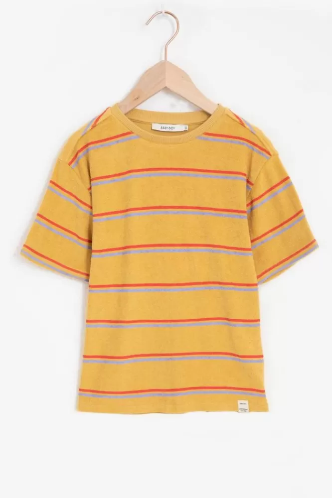 Kids * T-Shirts En Polo's-Donkergeel Gestreept Badstof T-Shirt