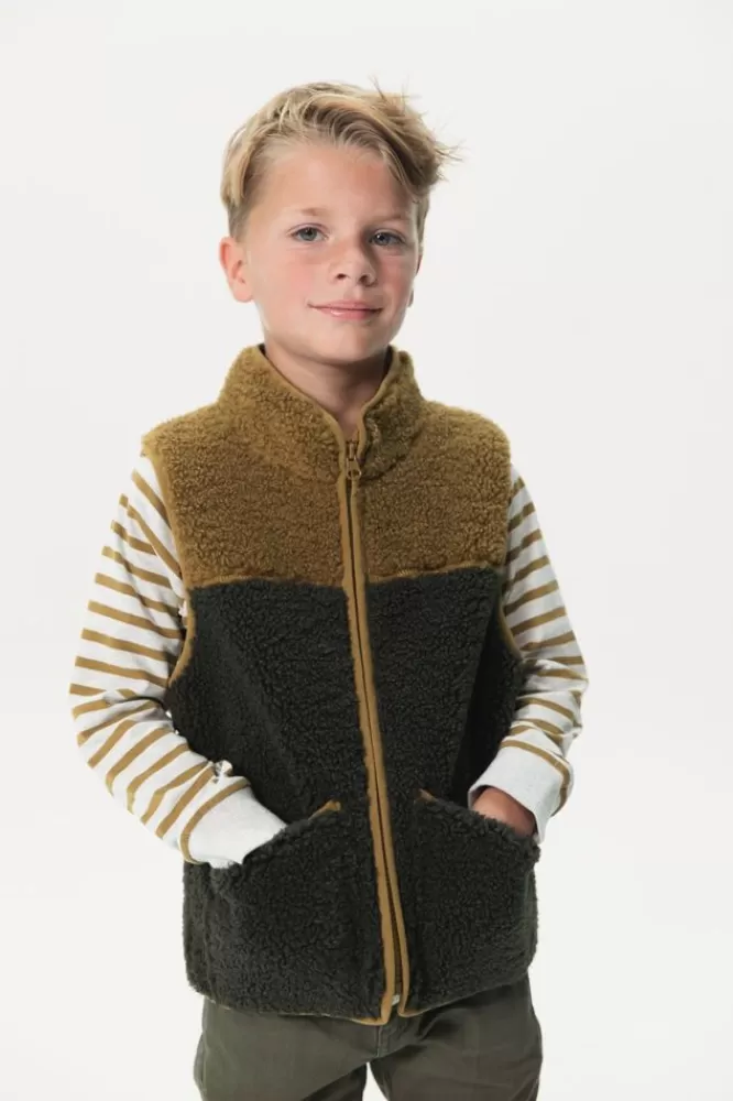 Kids * Blazers & Jasjes-Donkergroen Contrasterend Teddy Gilet