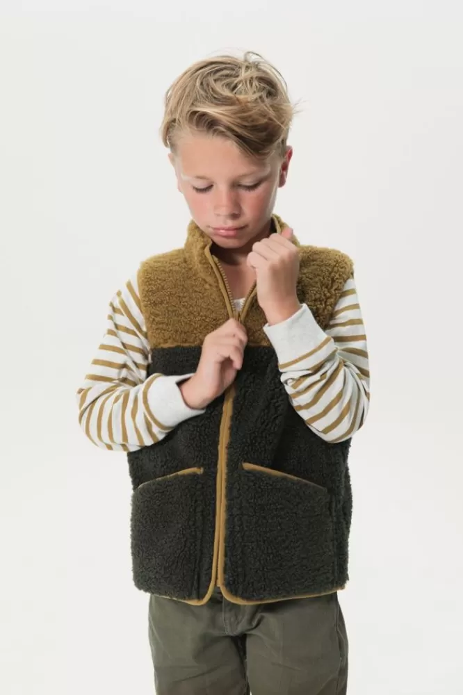 Kids * Blazers & Jasjes-Donkergroen Contrasterend Teddy Gilet