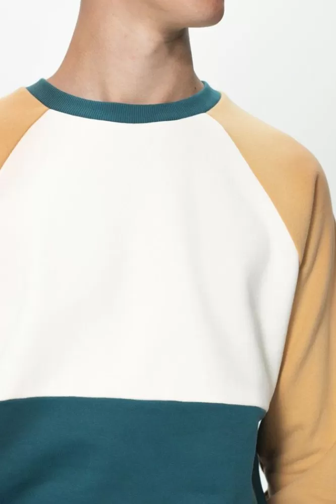 Heren * Truien En Vesten-Donkergroene Colourblock Sweater