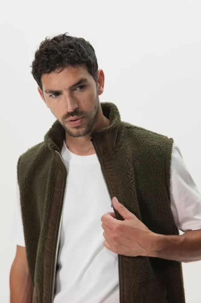 Heren Blazers En Jasjes-DonkergroeneTeddyBodywarmer