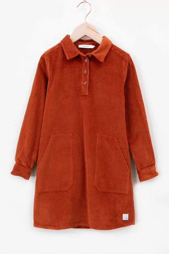 Kids * Jurken-Donkeroranje Corduroy Jurk