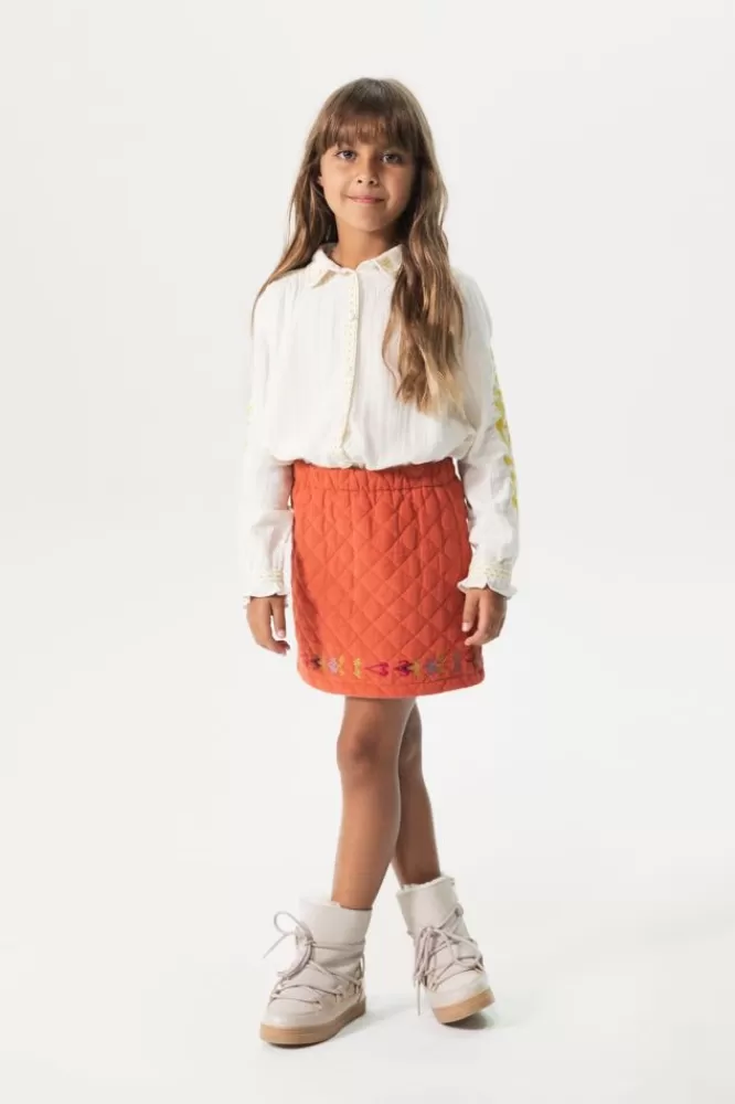 Kids * Rokken-Donkeroranje Padded Corduroy Rok