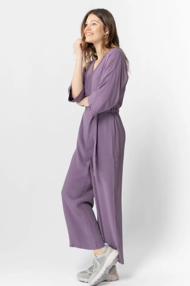 Dames Jumpsuits-DonkerpaarsTwillJumpsuit