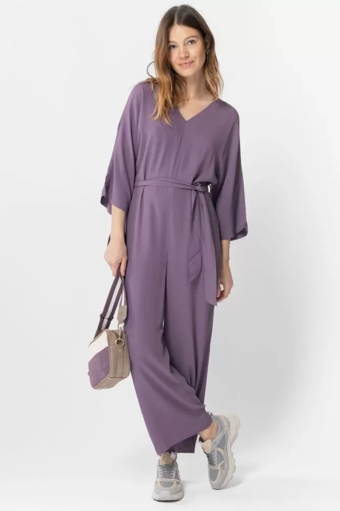 Dames Jumpsuits-DonkerpaarsTwillJumpsuit