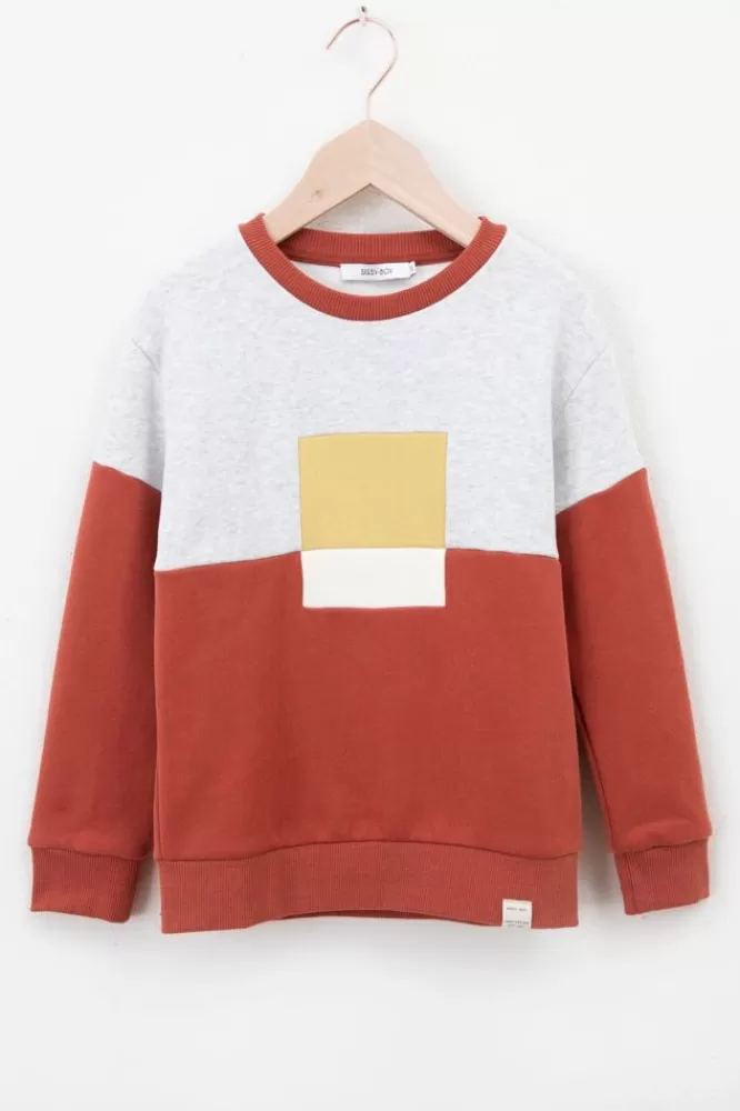 Kids * Truien En Vesten-Donkerrode Colourblock Sweater