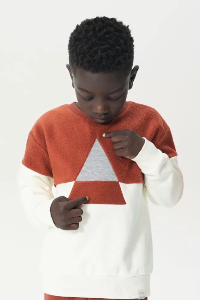 Kids * Truien En Vesten-Donkerrode Colourblock Sweater Met Driehoek