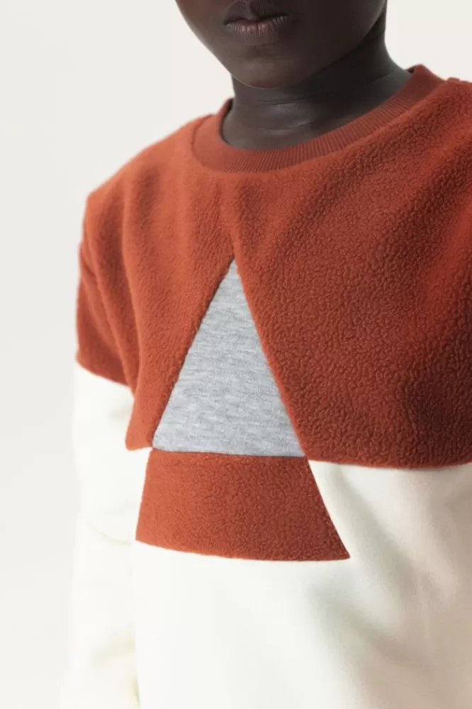 Kids * Truien En Vesten-Donkerrode Colourblock Sweater Met Driehoek