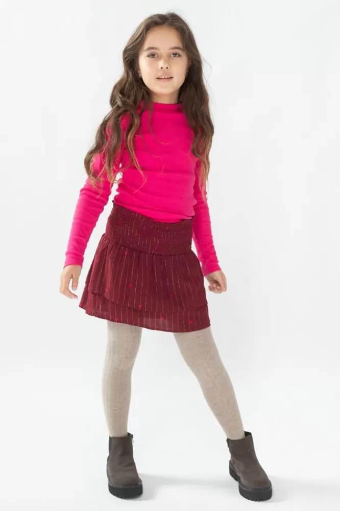 Kids * Rokken-Donkerrode Ruffle Rok Met Hartjes