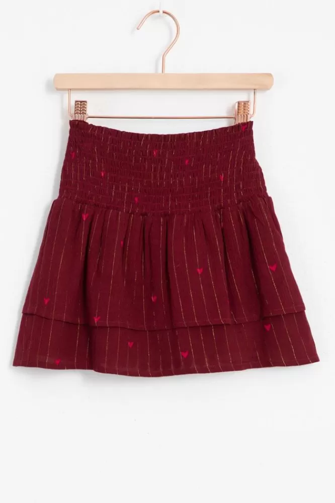 Kids * Rokken-Donkerrode Ruffle Rok Met Hartjes