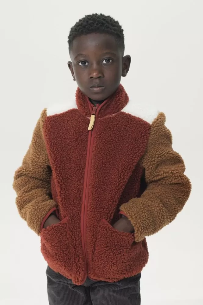 Kids * Blazers & Jasjes-Donkerrood Teddy Colourblock Jasje