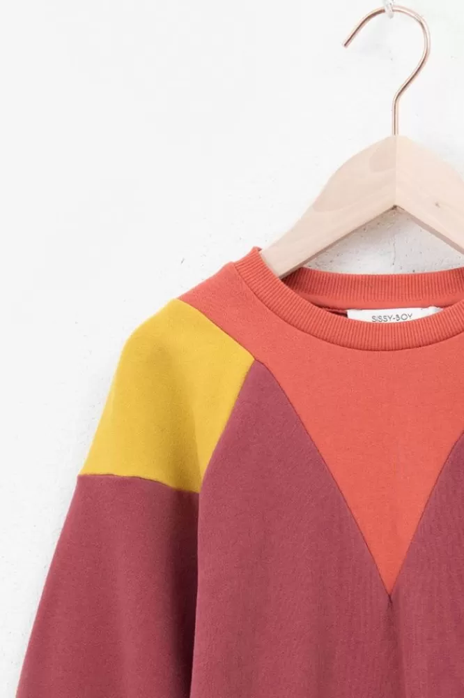 Kids * Truien En Vesten-Donkerroze Colourblock Sweater