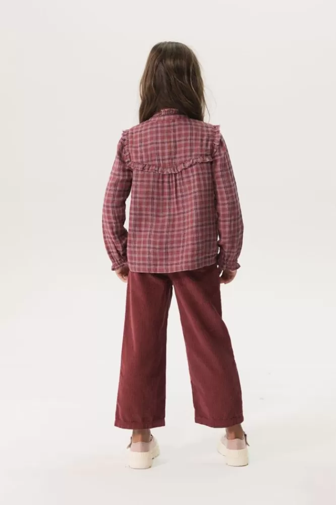 Kids * Broeken-Donkerroze Corduroy Culotte Broek