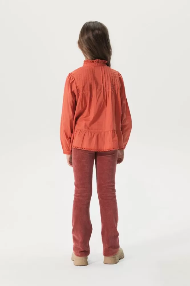 Kids * Broeken-Donkerroze Rib Flared Legging