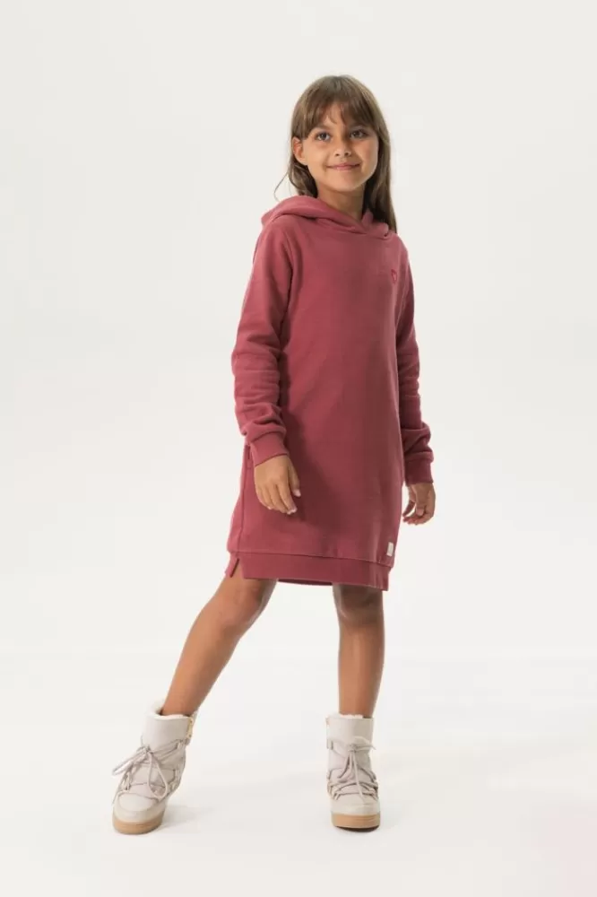 Kids * Jurken-Donkerroze Sweater Jurk Met Capuchon