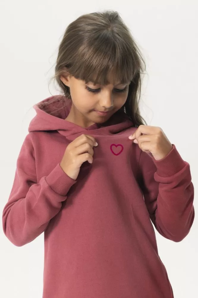 Kids * Jurken-Donkerroze Sweater Jurk Met Capuchon