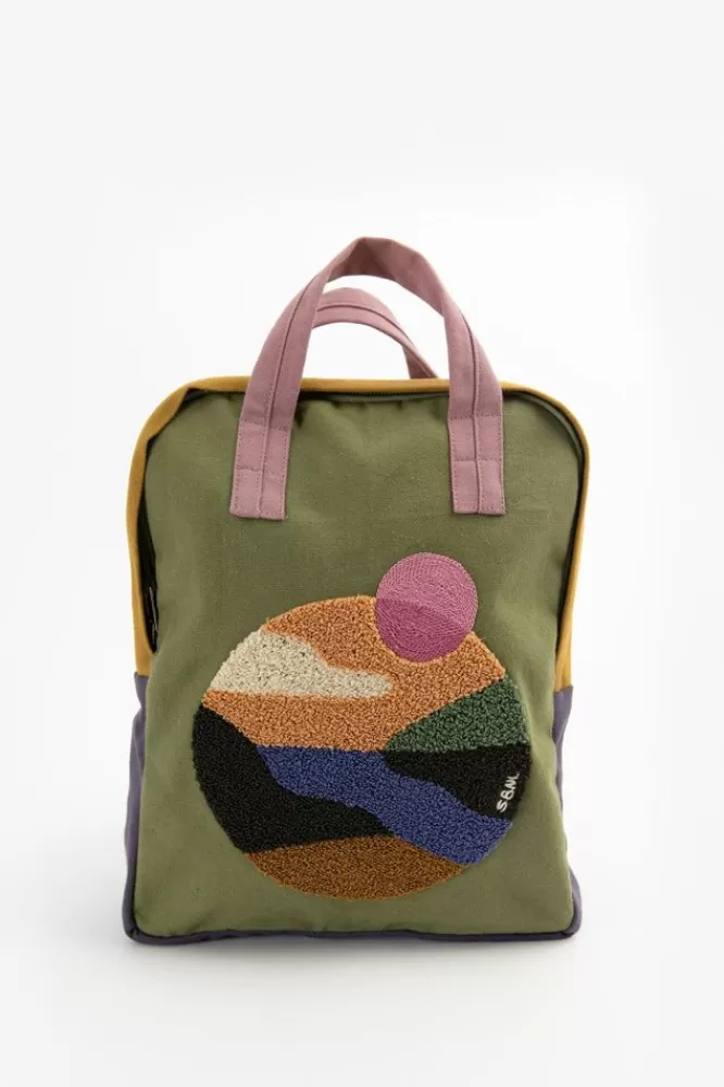 Kids * Accessoires-E Colourblock Rugzak Met Badstof Landschap Print