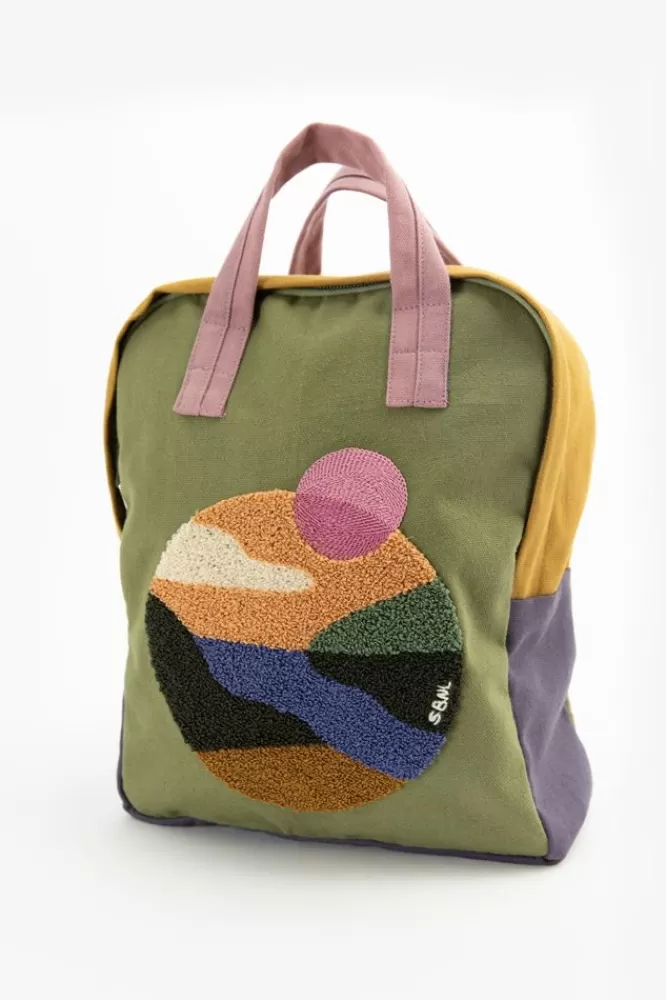 Kids * Accessoires-E Colourblock Rugzak Met Badstof Landschap Print