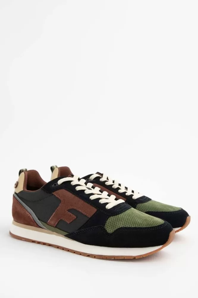 Heren Faguo Schoenen- Donkerblauwe Sneakers Met Multicolour Details