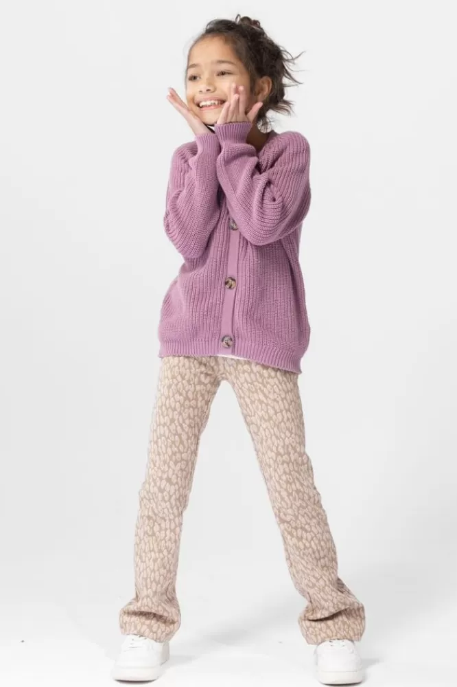 Kids * Broeken-Flared Jacquard Legging Met Luipaard Print