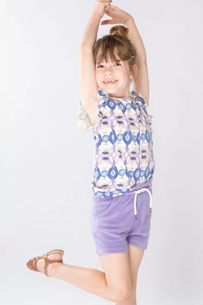 Kids * T-Shirts En Tops-Gekleurde Top Met Print En Ruffle Mouwen