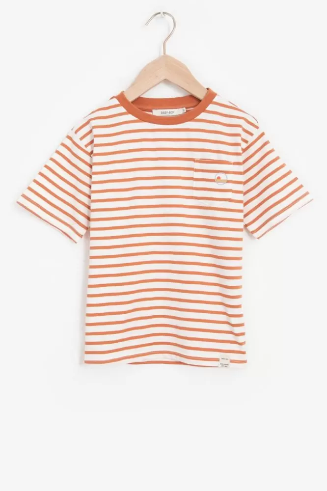 Kids * T-Shirts En Polo's-Gestreept T-Shirt Met Borduursel