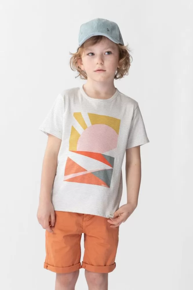 Kids * T-Shirts En Polo's-Gestreept T-Shirt Met Print